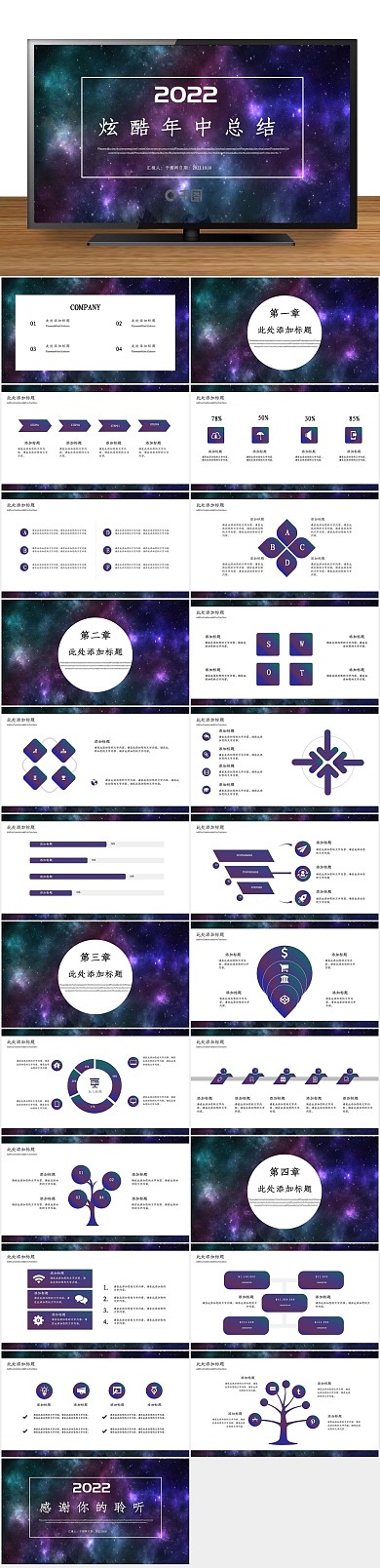 报告时尚炫酷年中总结PPT
