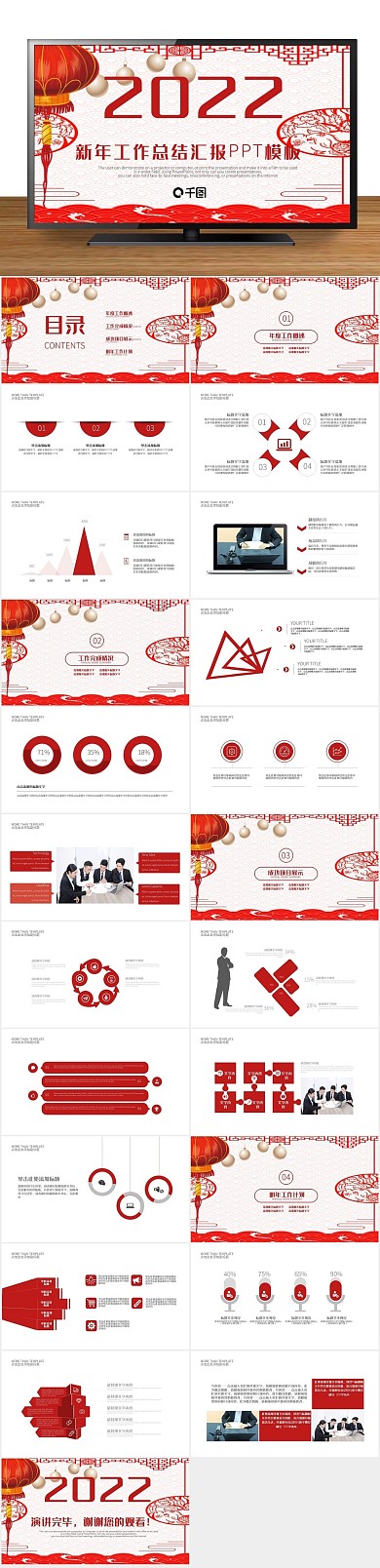 总结商务新年工作计划年终总结PPT
