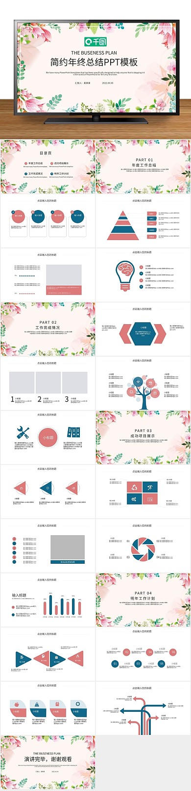 报告简约风年终工作总结PPT
