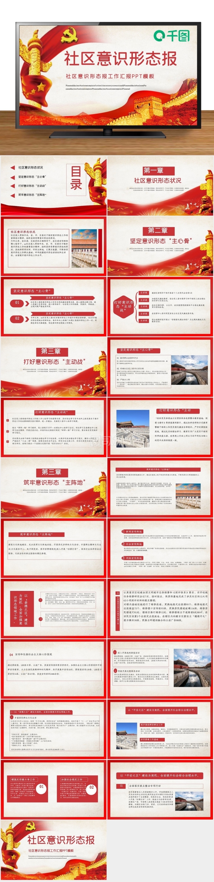 紅色紅色黨政風(fēng)社區(qū)意識(shí)形態(tài)工作匯報(bào)動(dòng)態(tài)