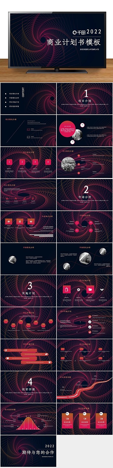 线条商务科技感炫彩纹理商业计划书
