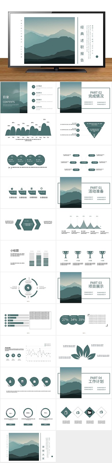 工作汇报经典述职报告PPT免费下载
