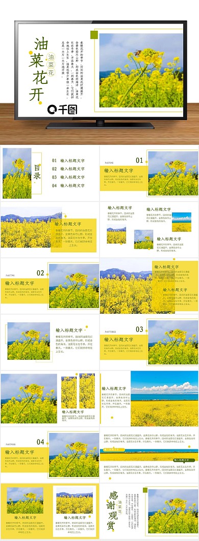 植物企业画册风油菜花汇报培训商务课件
