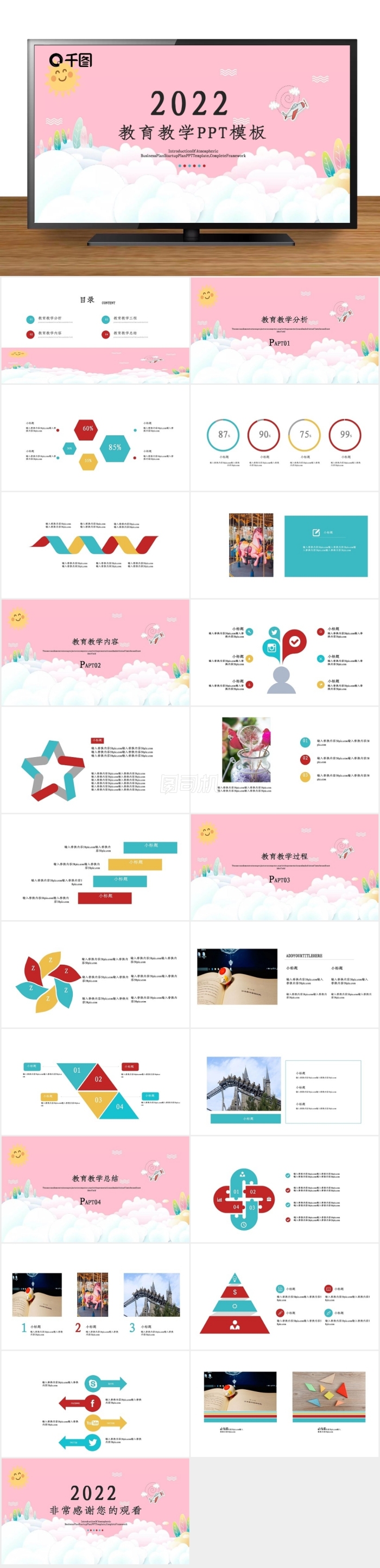 可愛卡通教育教學(xué)培訓(xùn)課件PPT模板