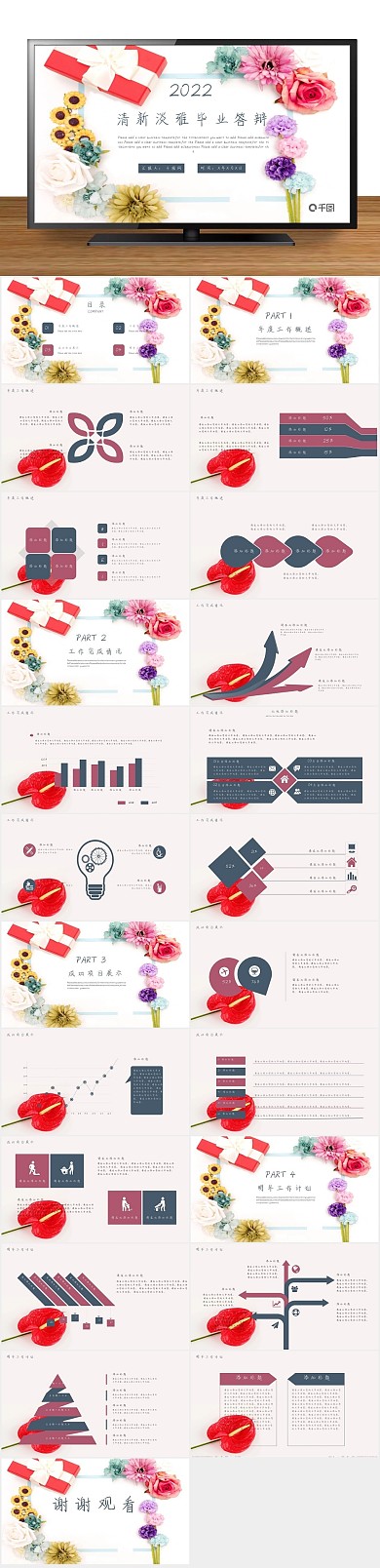 教学课件清新淡雅毕业答辩PPT
