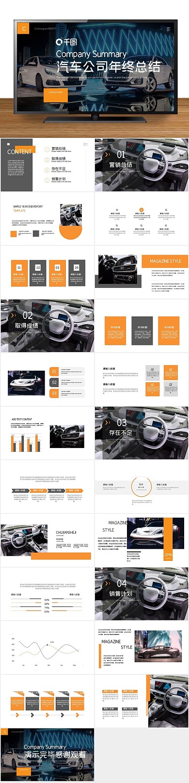 总结汇报汽车公司年终总结PPT
