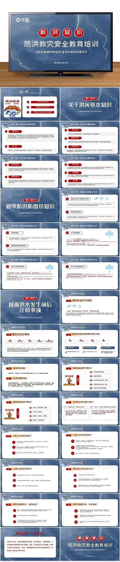 抗洪救灾汛期抗洪安全知识教育ppt
