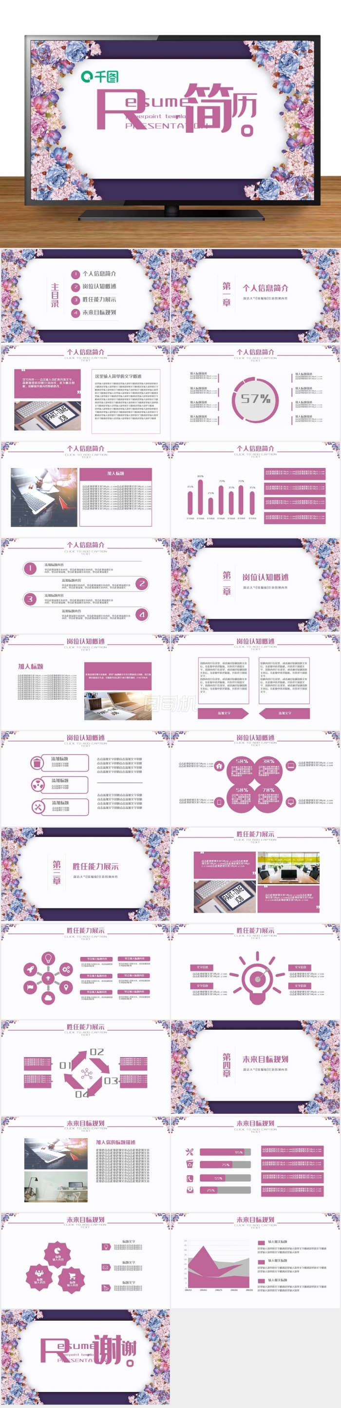 唯美花卉個(gè)人簡(jiǎn)歷介紹競(jìng)聘報(bào)告ppt模板