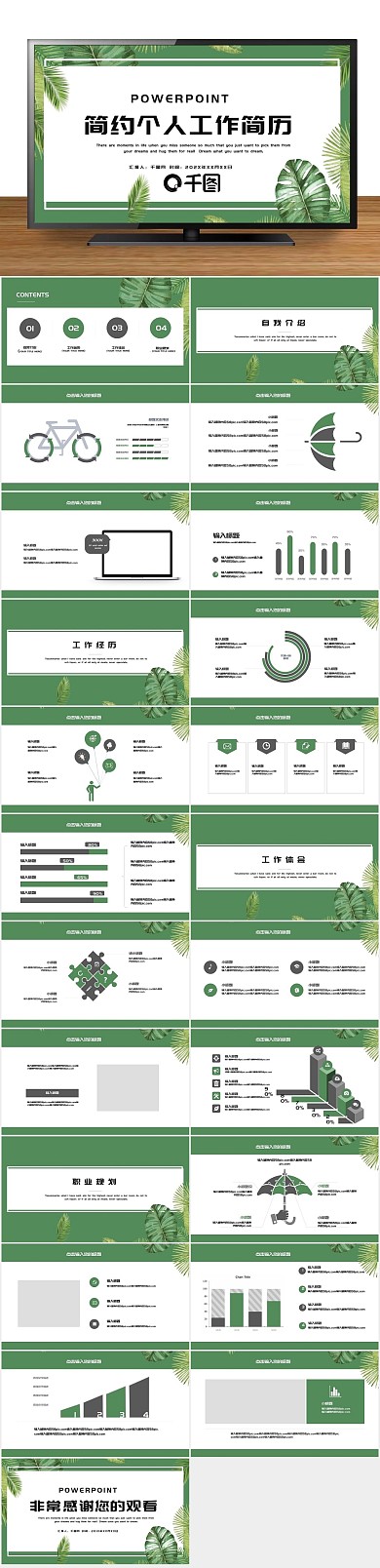 职业规划简约清新个人工作简历PPT