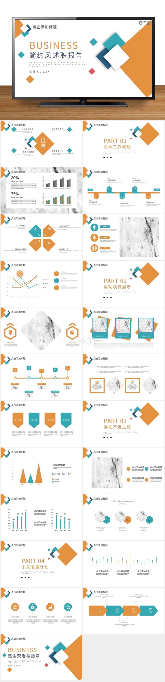 簡潔風(fēng)述職報告PPT模板