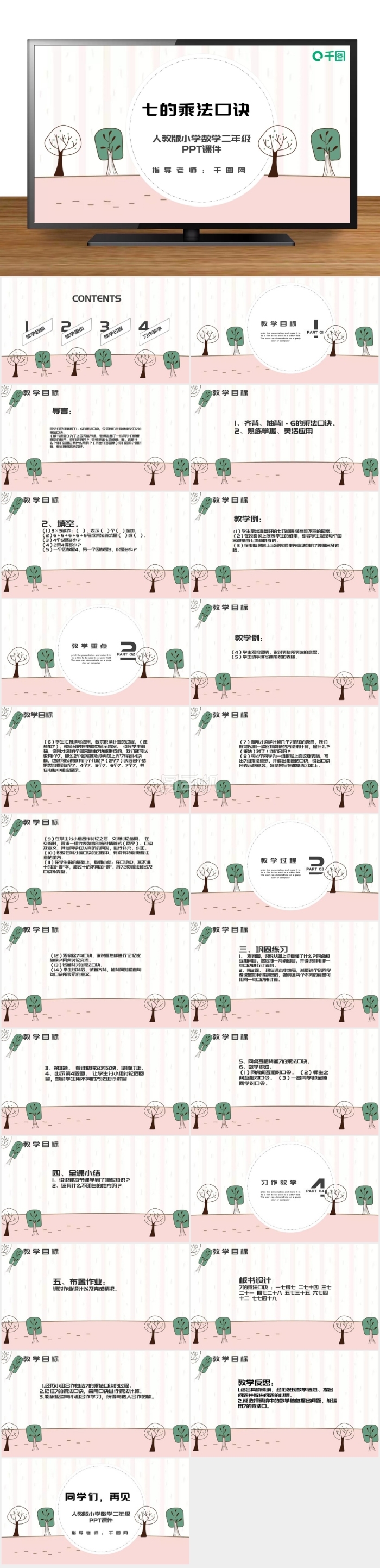 人教版二年級(jí)數(shù)學(xué)7的乘法口訣PPT課件