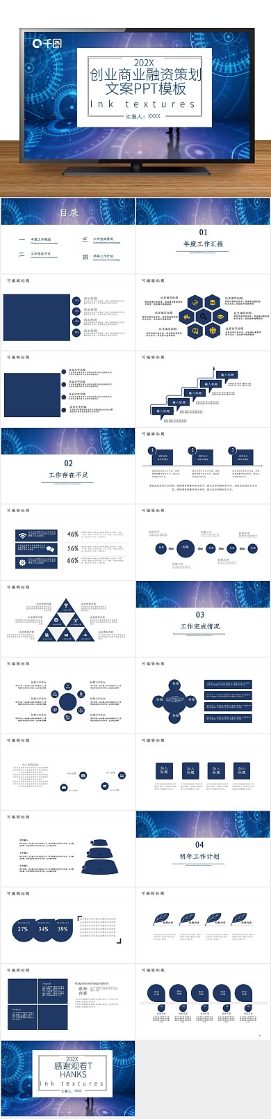 创意工作汇报创业商业融资计划书PPT
