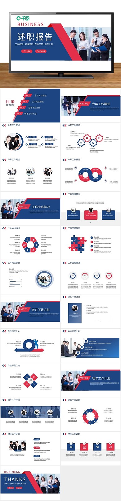 商务汇报风年终述职报告PPT
