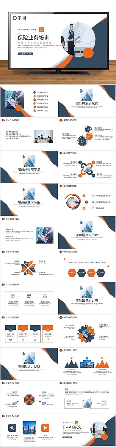 简约商务保险销售制度培训PPT
