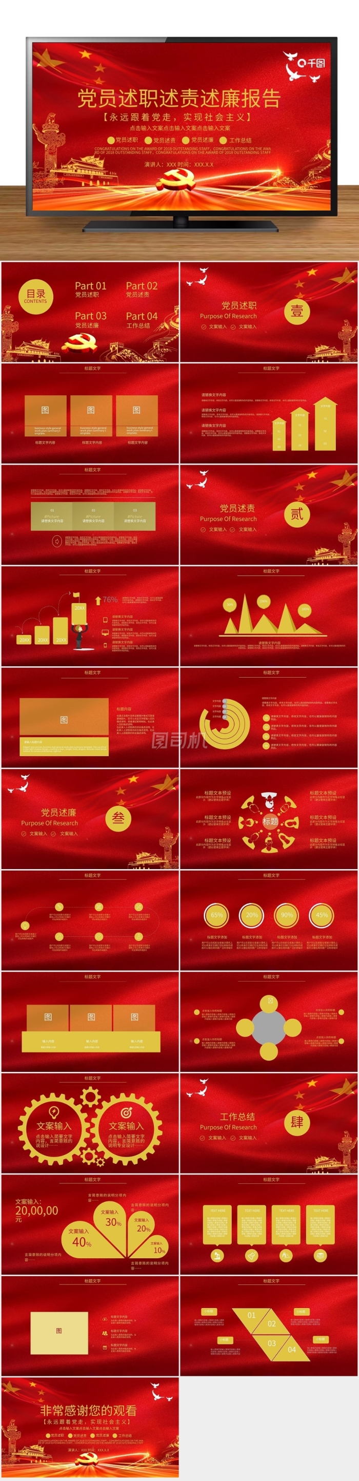 黨建風(fēng)黨員述職述責(zé)述廉報(bào)告PPT模板