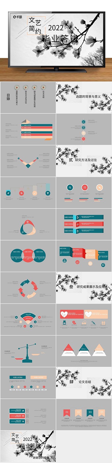 创意青春文艺简约毕业答辩PPT
