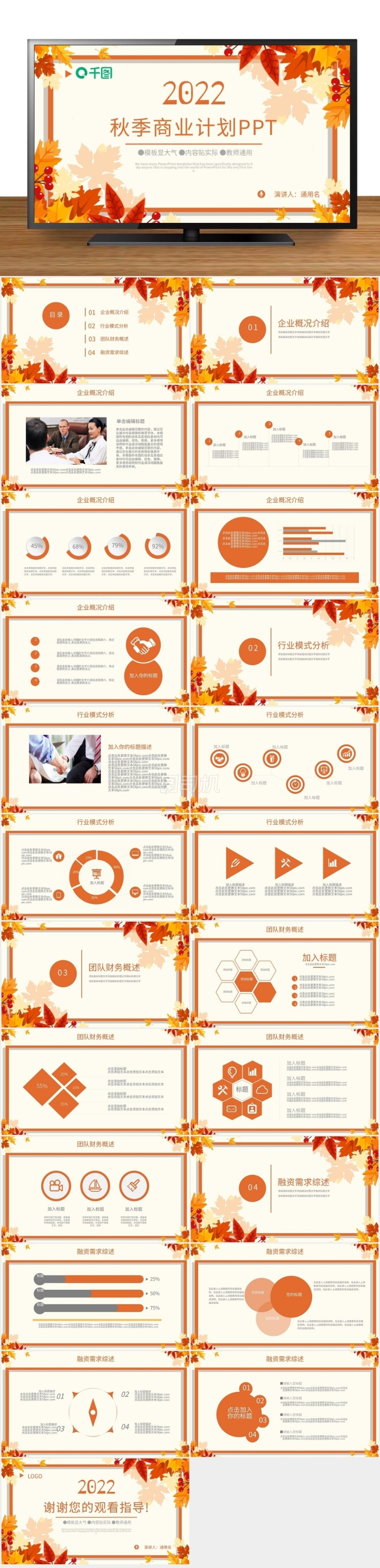 秋季小清新創(chuàng)業(yè)融資商業(yè)策劃書PPT模板