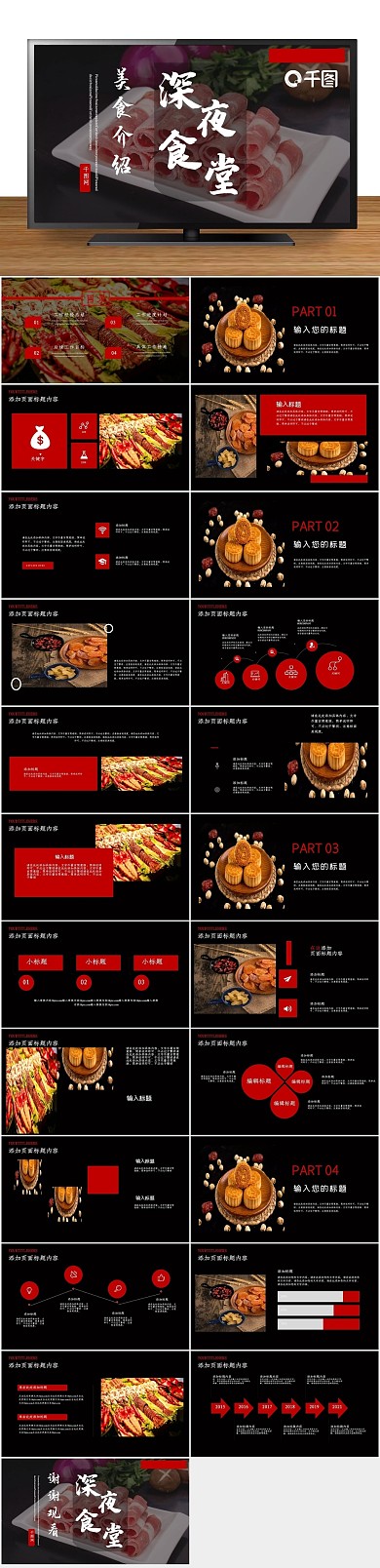 深夜食堂餐饮美食介绍展示PPT
