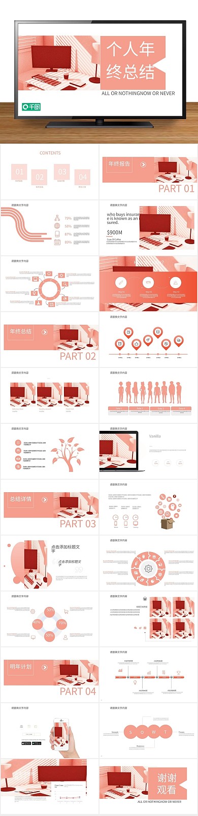 创意商业简约个人年终总结PPT
