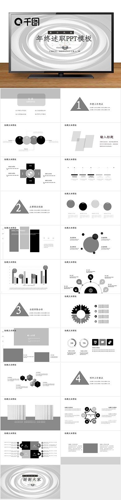 创意商业简约年终述职汇报PPT
