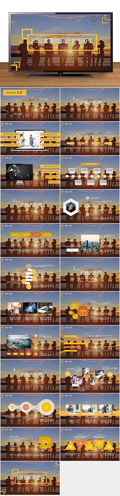 汇报总结商务风金融创业计划书PPT
