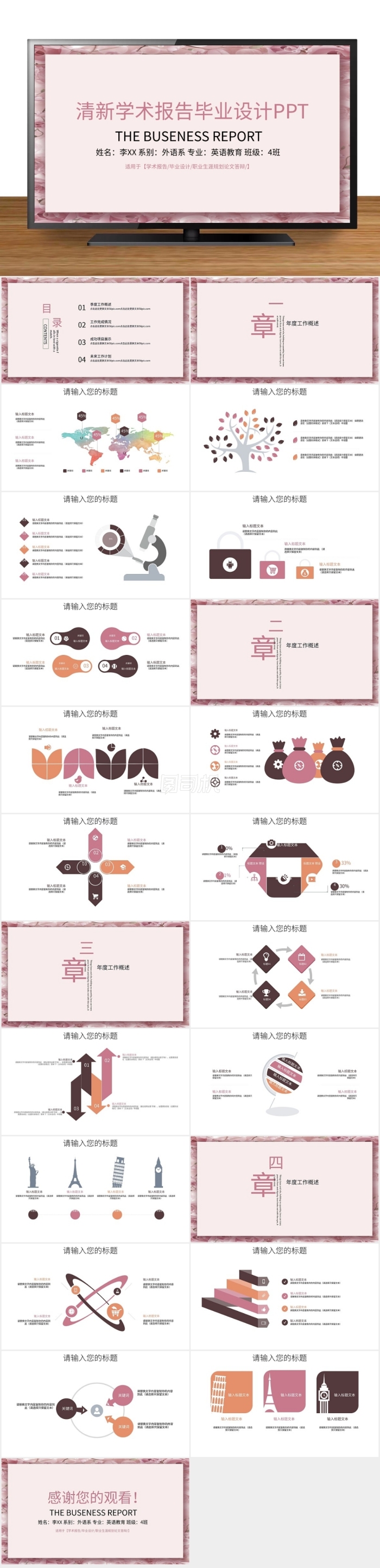 小清新畢業(yè)設(shè)計(jì)論文答辯開題報(bào)告PPT模板