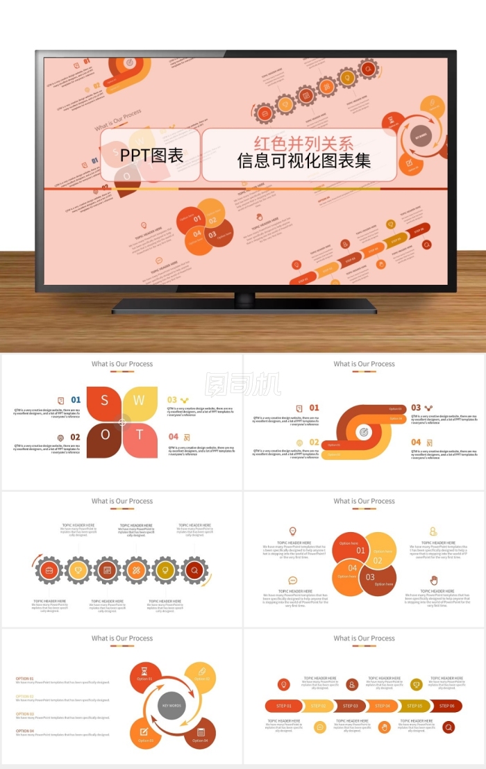 紅色創(chuàng)意并列關(guān)系商務(wù)分析ppt