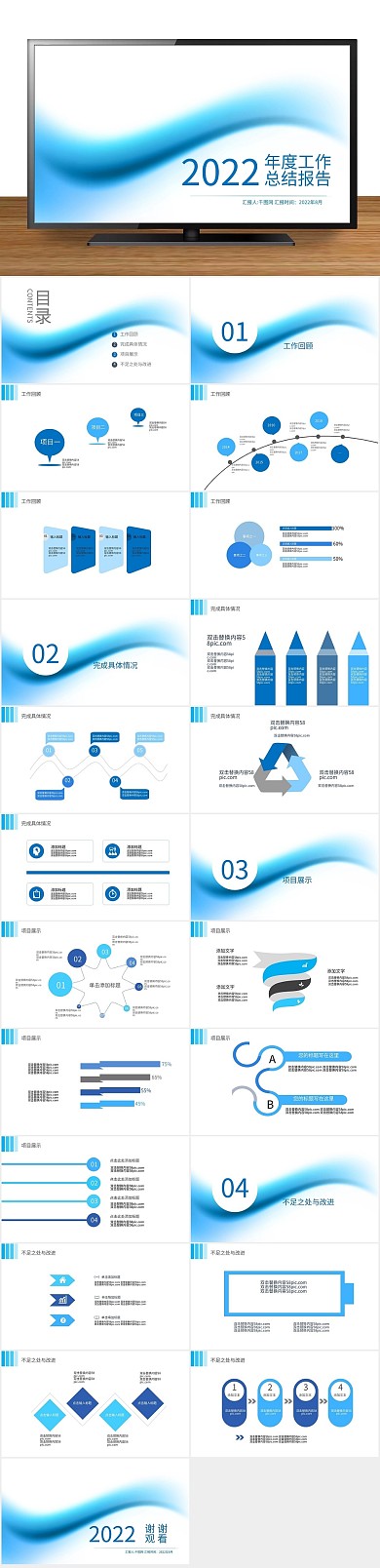 总结通用商务年终总结工作汇报PPT
