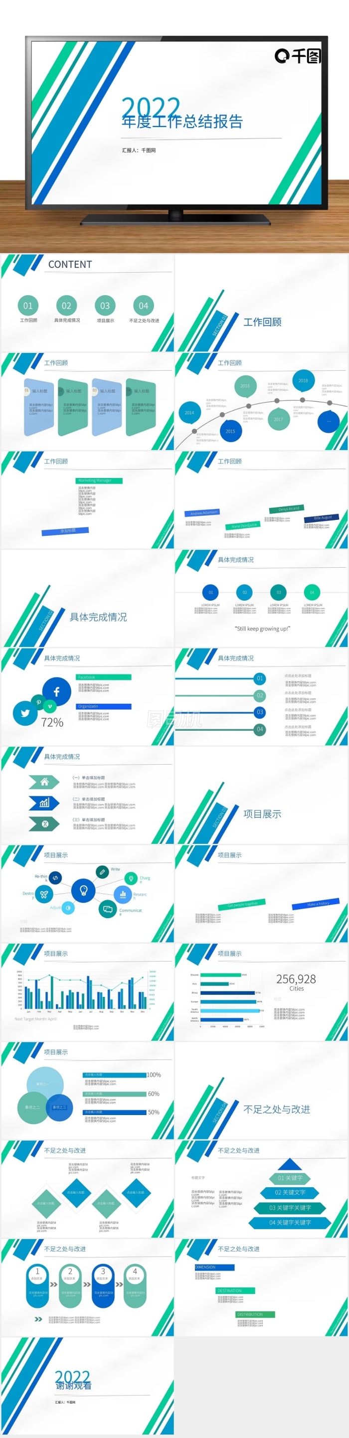 曲線設(shè)計(jì)簡約時(shí)尚通用年中工作匯報(bào)模板