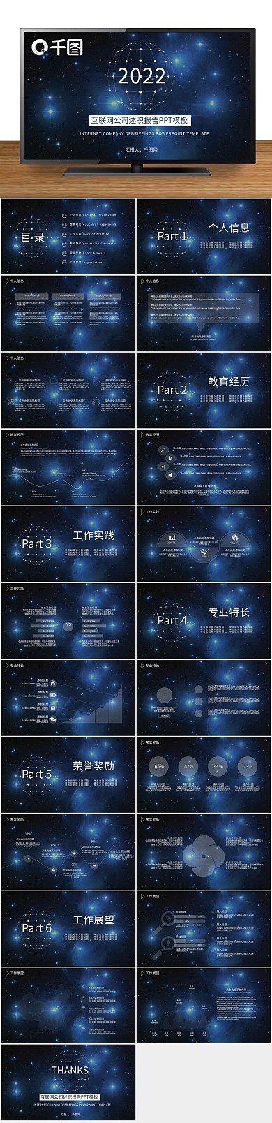科技动态风互联网公司个人简历PPT
