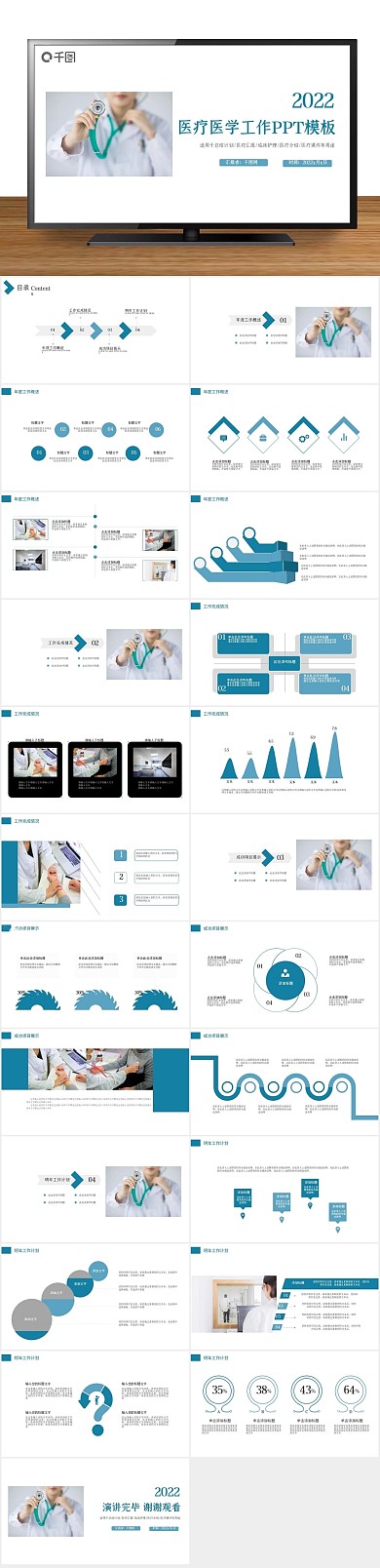 工作医生工作汇报年中总结PPT
