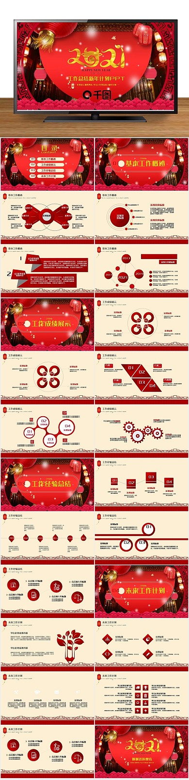 模版赢站工作总结新年计划PPT
