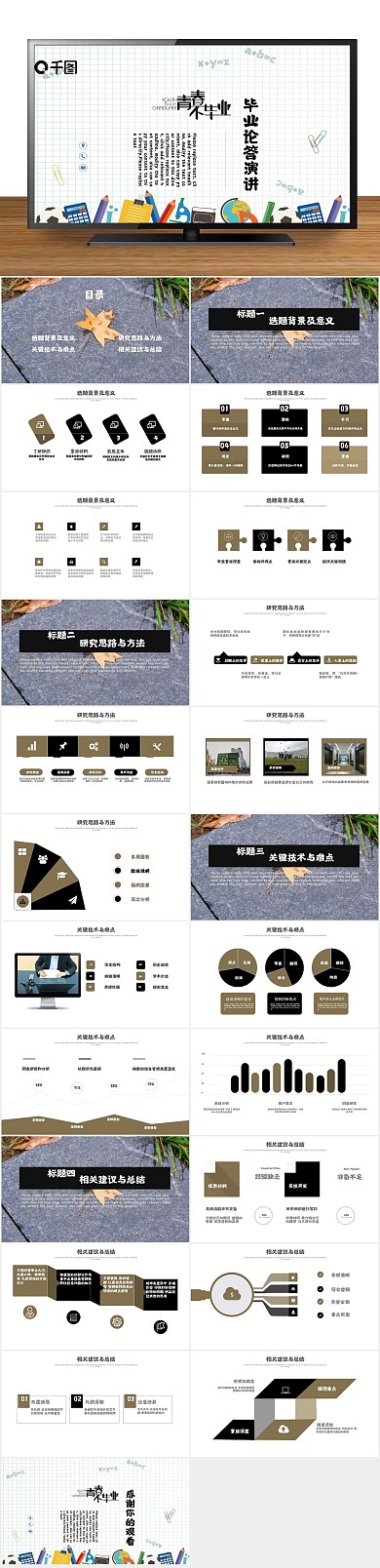 答辩小清新毕业论文答辩PPT范本
