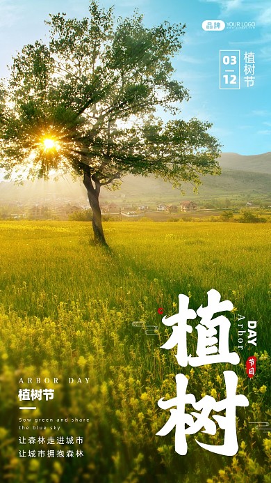 植树节绿色户外摄影图海报