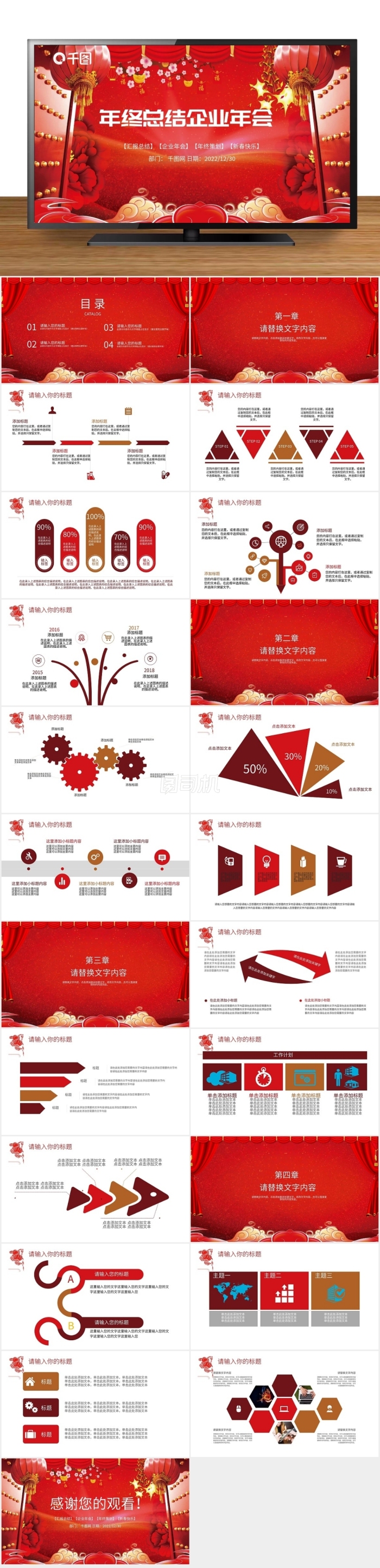 剪紙風(fēng)年終工作總結(jié)匯報(bào)企業(yè)年會(huì)PPT模板