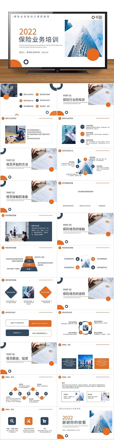 商务简约保险销售制度培训PPT
