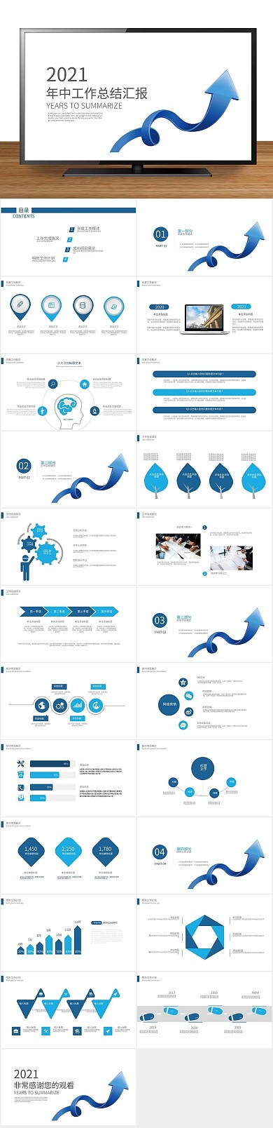计划报告半年月度工作总结汇报PPT
