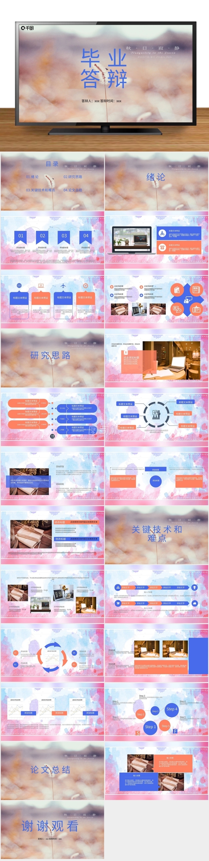 清新畢業(yè)答辯PPT模板
