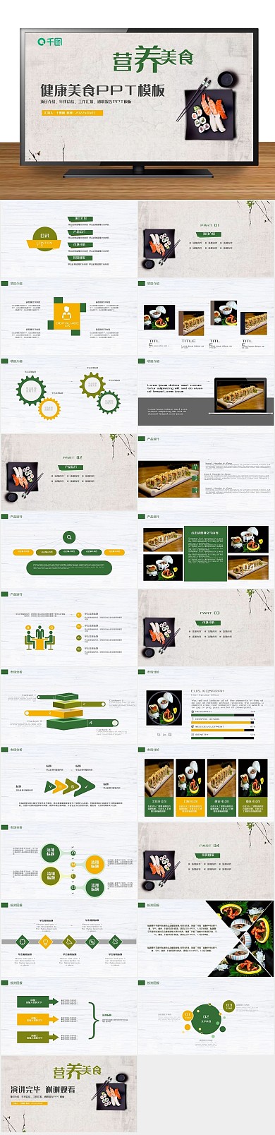 报告工作健康美食餐饮宣传PPT
