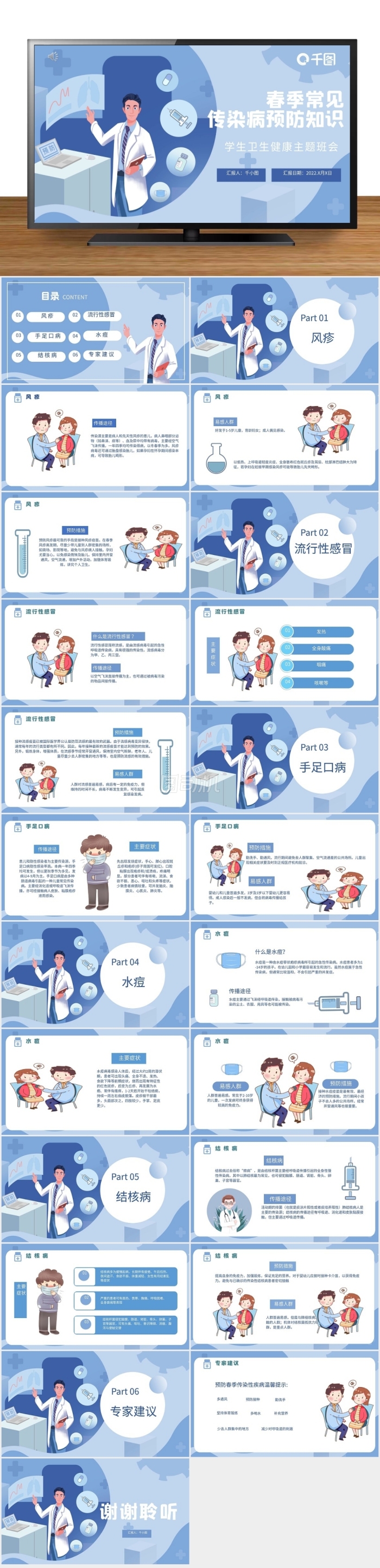 春季常見傳染病預(yù)防知識(shí)PPT模板
