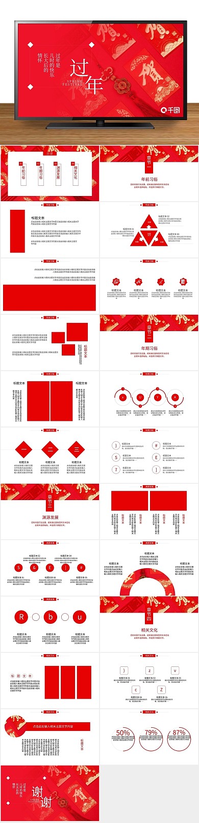 红色过年中国风春节习俗介绍PPT
