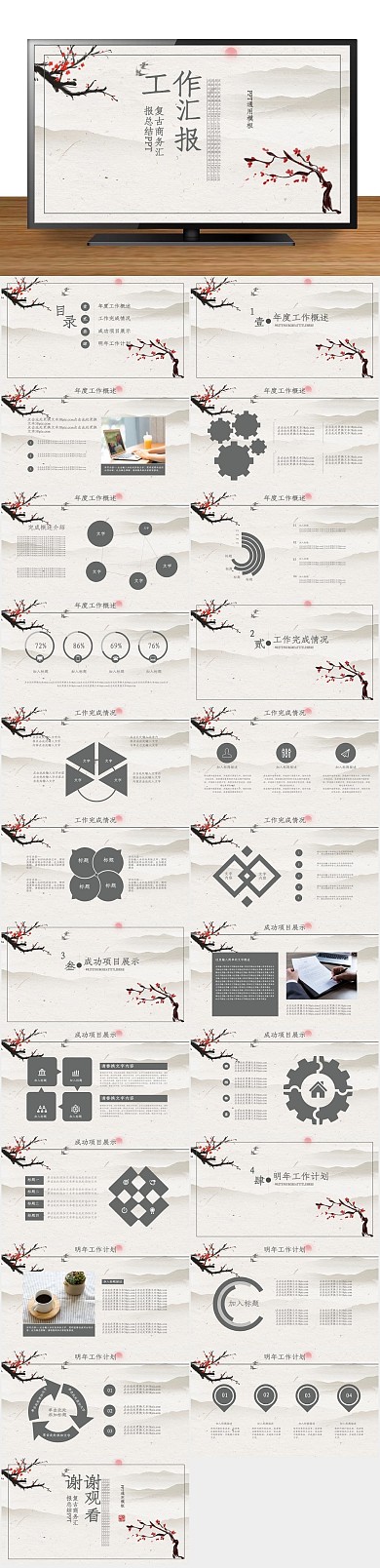 商务办公复古通用工作汇报PPT下载
