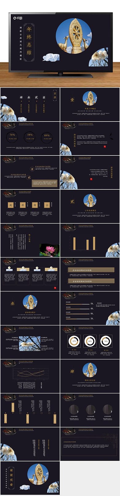 商务金融金色中国风年终总结PPT
