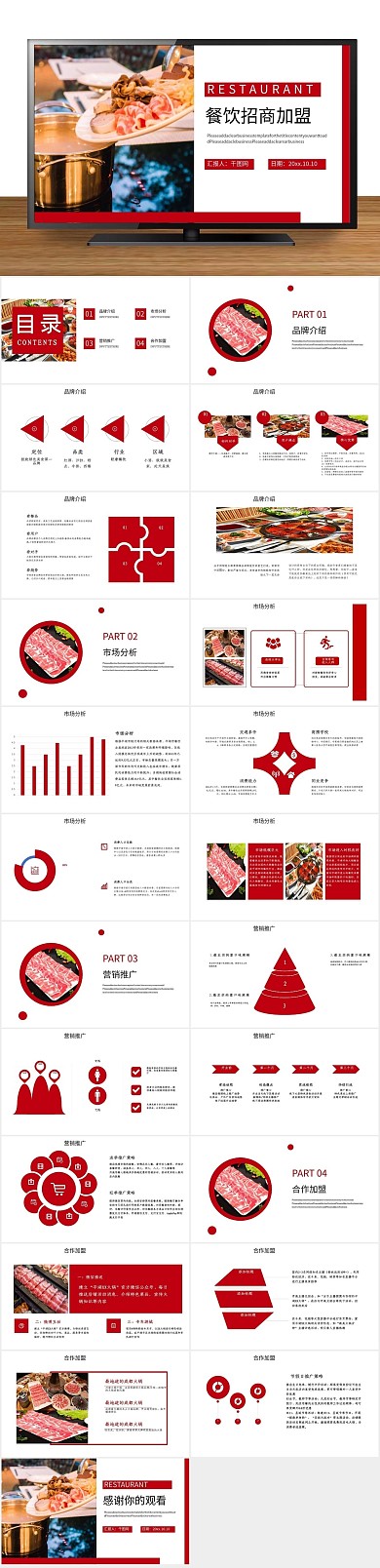 美食海报餐饮行业招商加盟宣传PPT