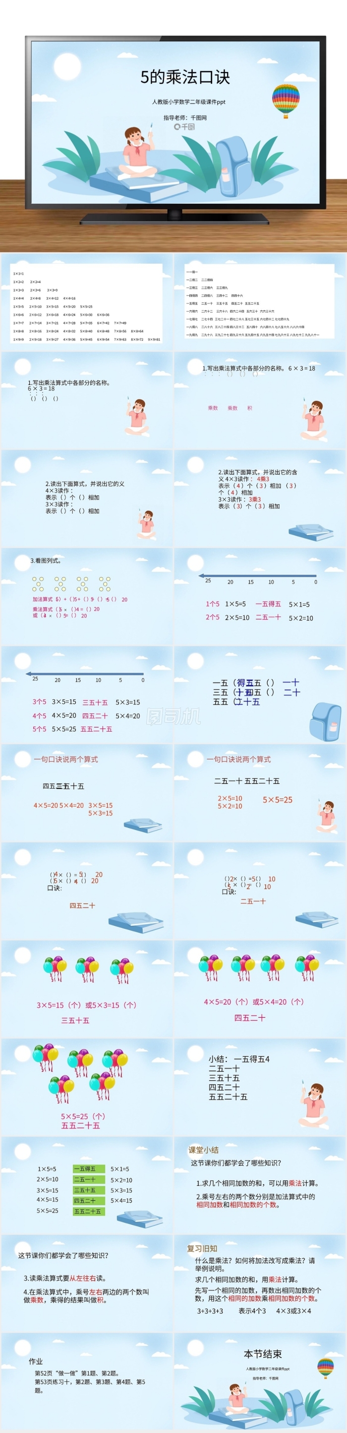 人教版5的乘法口訣ppt