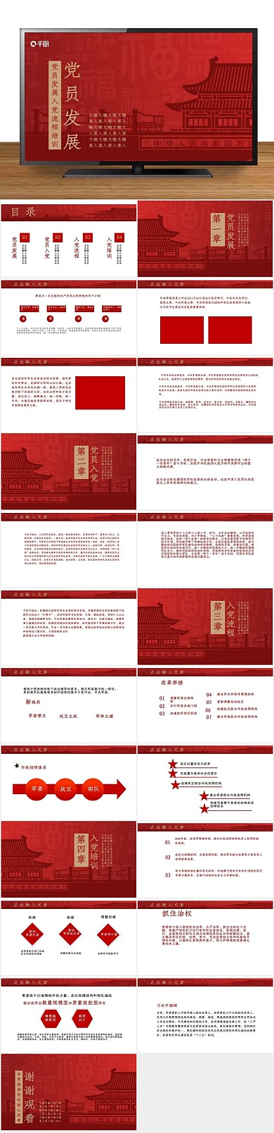 党政党建党员发展入党流程培训PPT
