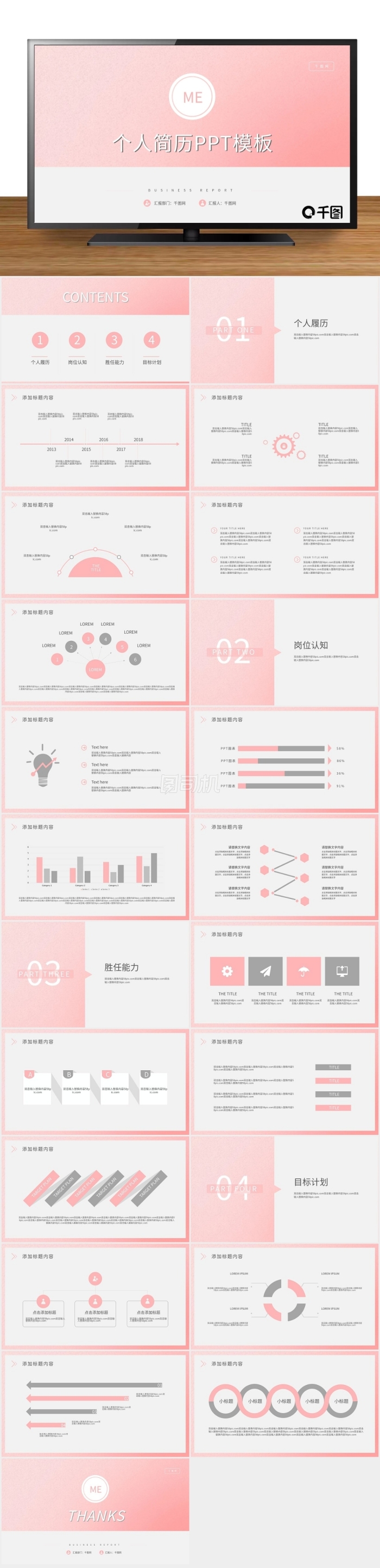 清新簡約風(fēng)個人簡歷PPT模板