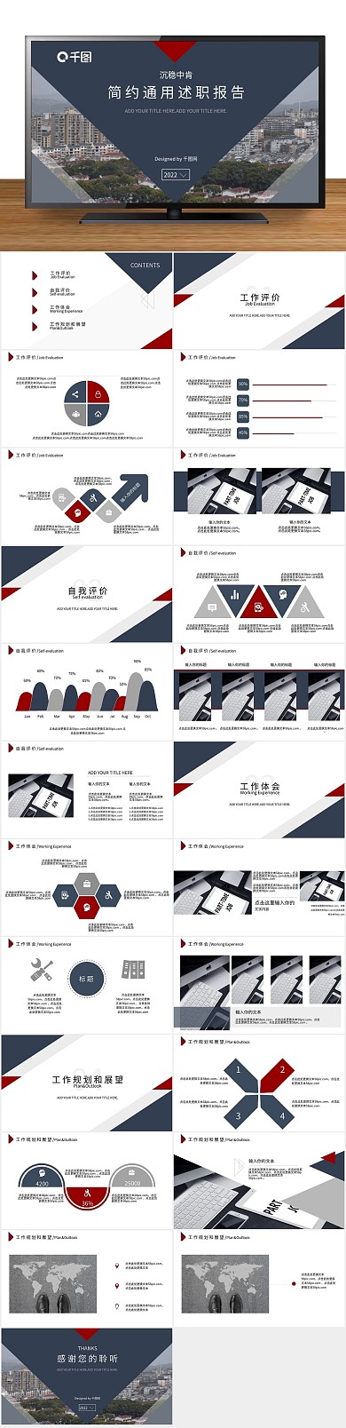 沉稳大气商务通用述职报告PPT
