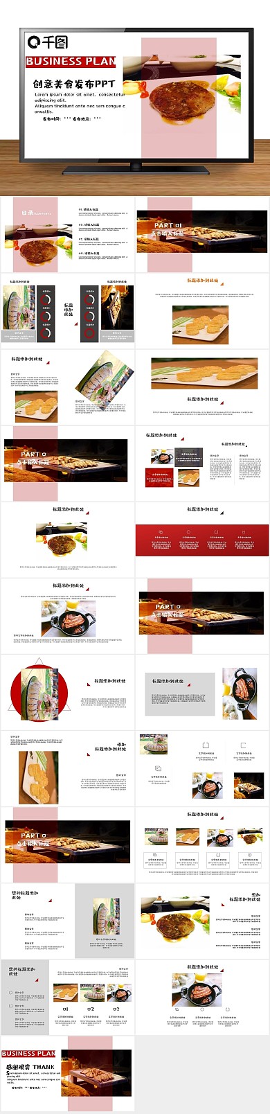 活动策划创意美食发布通用PPT
