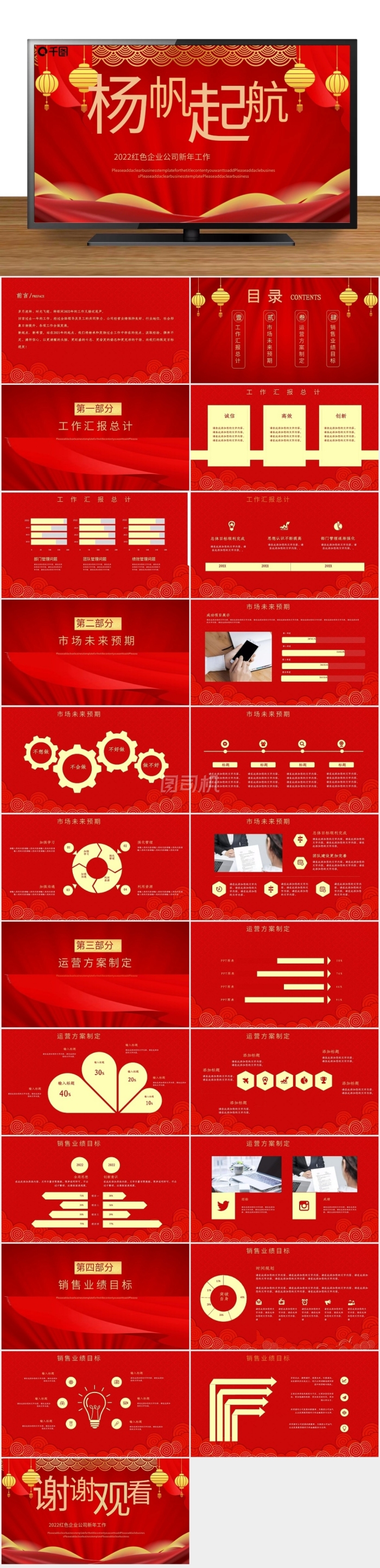 2021紅色中國風企業(yè)公司新年工作計劃